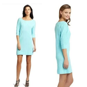MINT! Lilly Pulitzer XS Blue Cassie Boatneck T-Shirt Dress Stretch Jersey Cotton